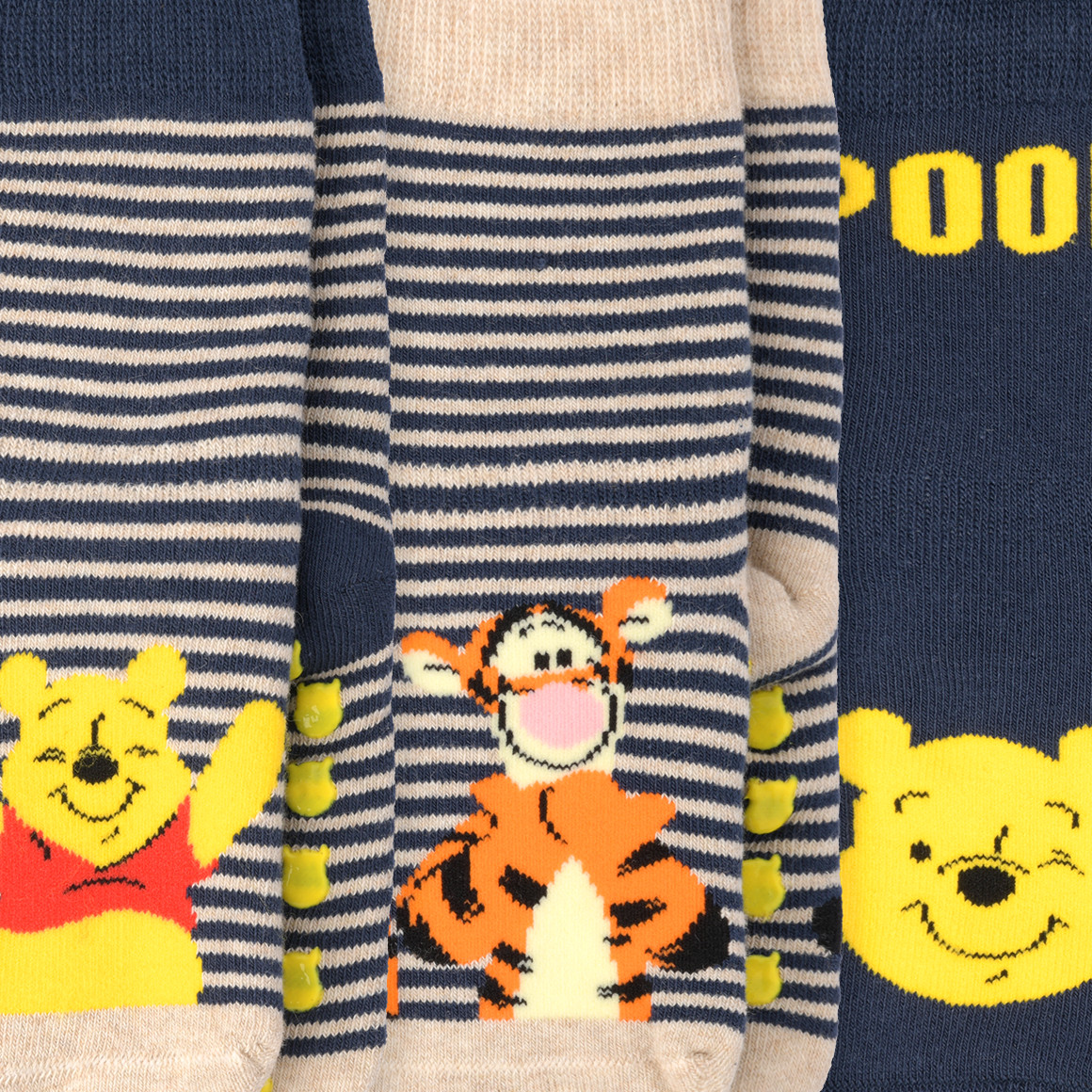 Topomini 3 Paar Winnie Puuh Stoppersocken im Set dunkelblau / cremeweiss
