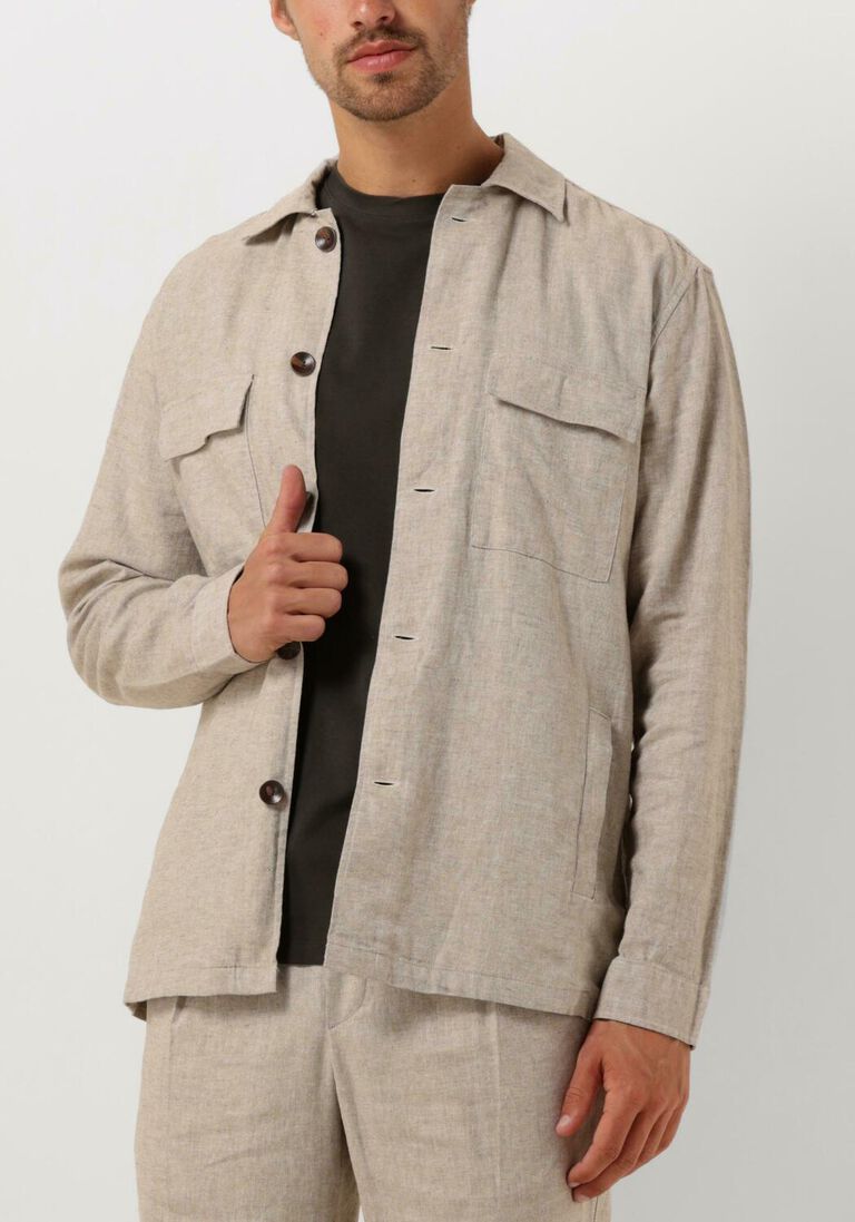beige profuomo overshirt overshirt co/linen beige