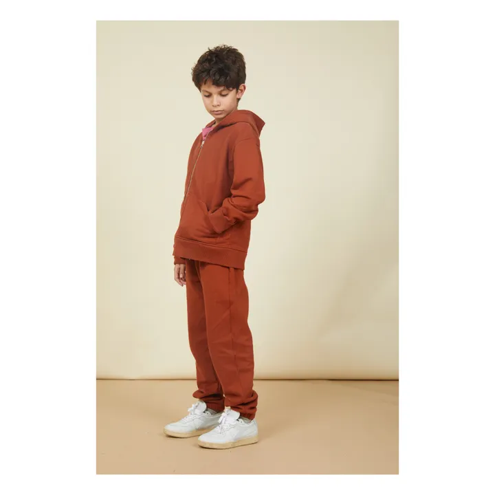 SMALLABLE BASICS Sweat A Capuche Zippé Garçon Coton Bio | Brun roux
