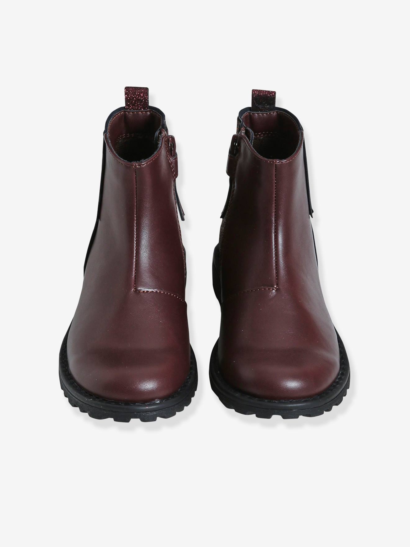 Botas de cano curto com glitter, azul escuro liso, para meninas.