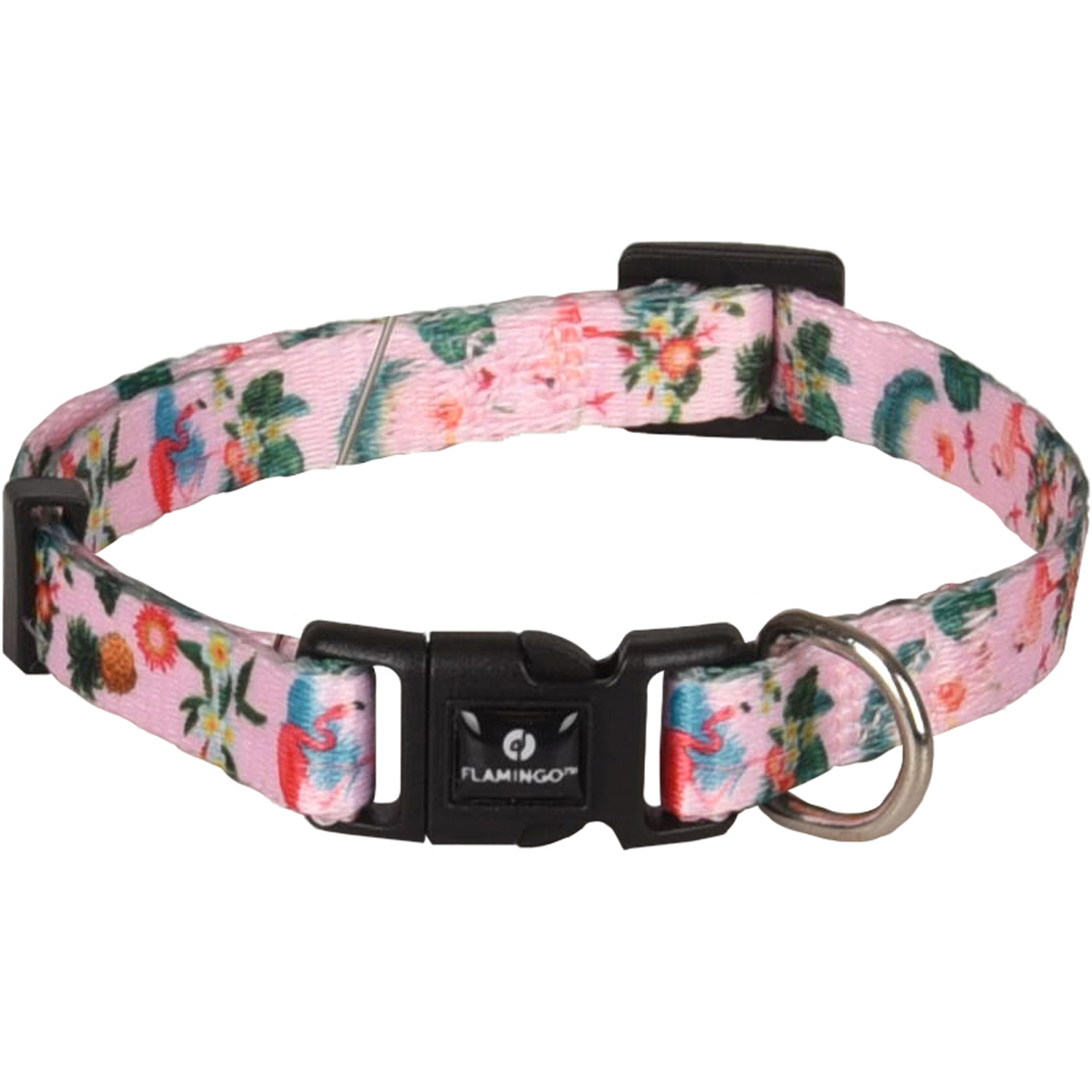 Coleira para cães SERA FLAMINGO - Rosa com flamingos, 30-45 cm x 15 mm