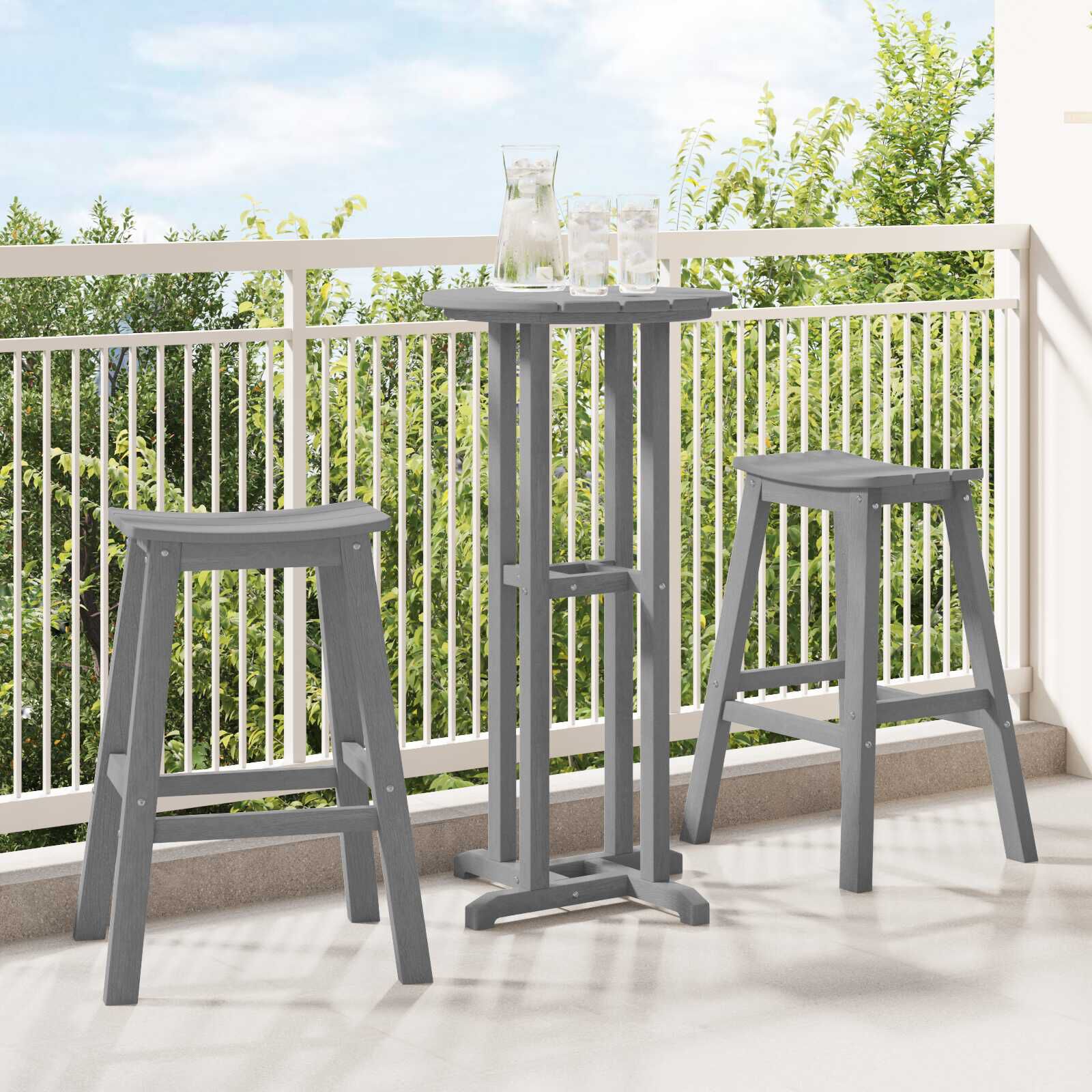 vidaXL Barkruk 2 st lichtgrijs 52 x 43 x 73,5 cm HDPE