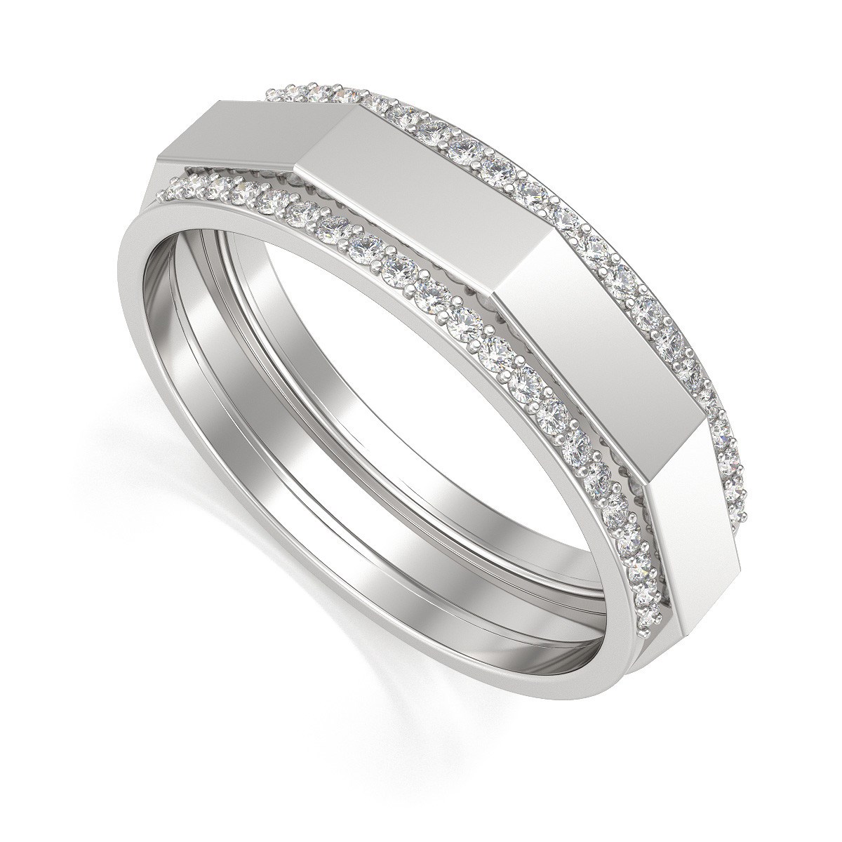 Alliance ADEN Homme Or 585 Blanc Diamants 5.2grs