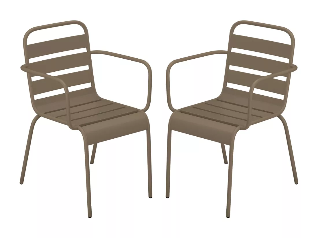 Lot de 2 fauteuils de jardin empilables en métal - Taupe - MIRMANDE de MYLIA