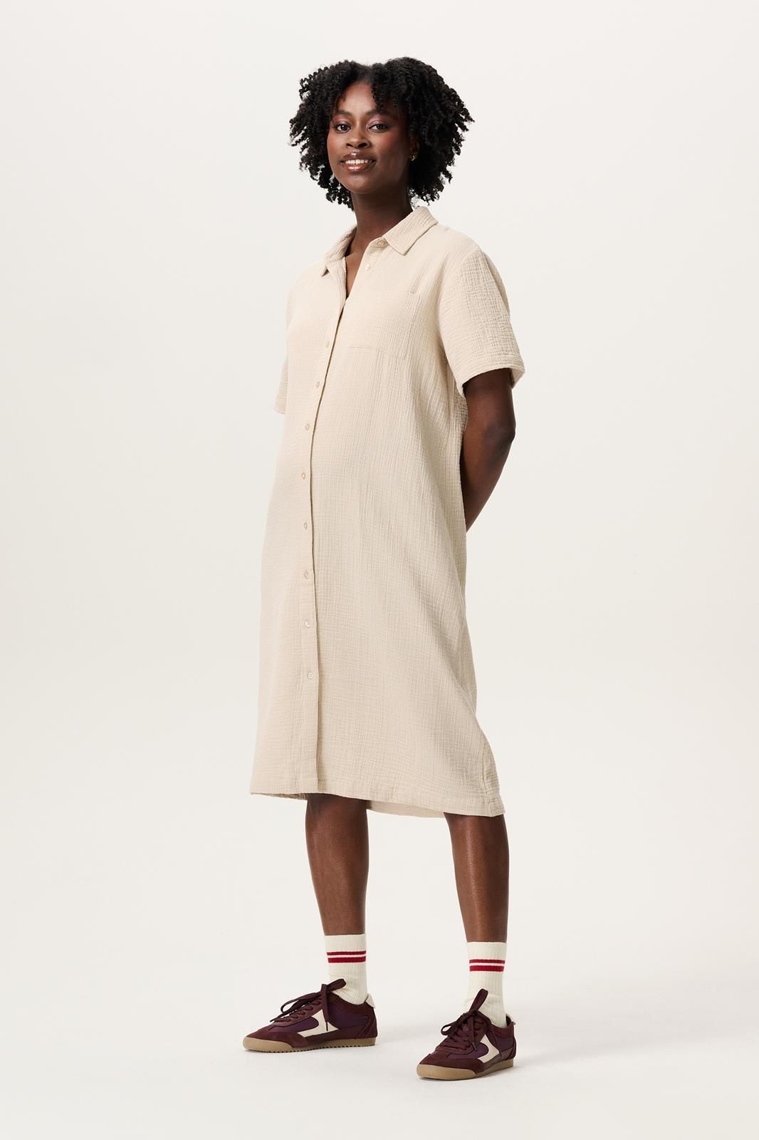 Noppies Maternity Jurk met voedingsfunctie Cruz - Light Sand