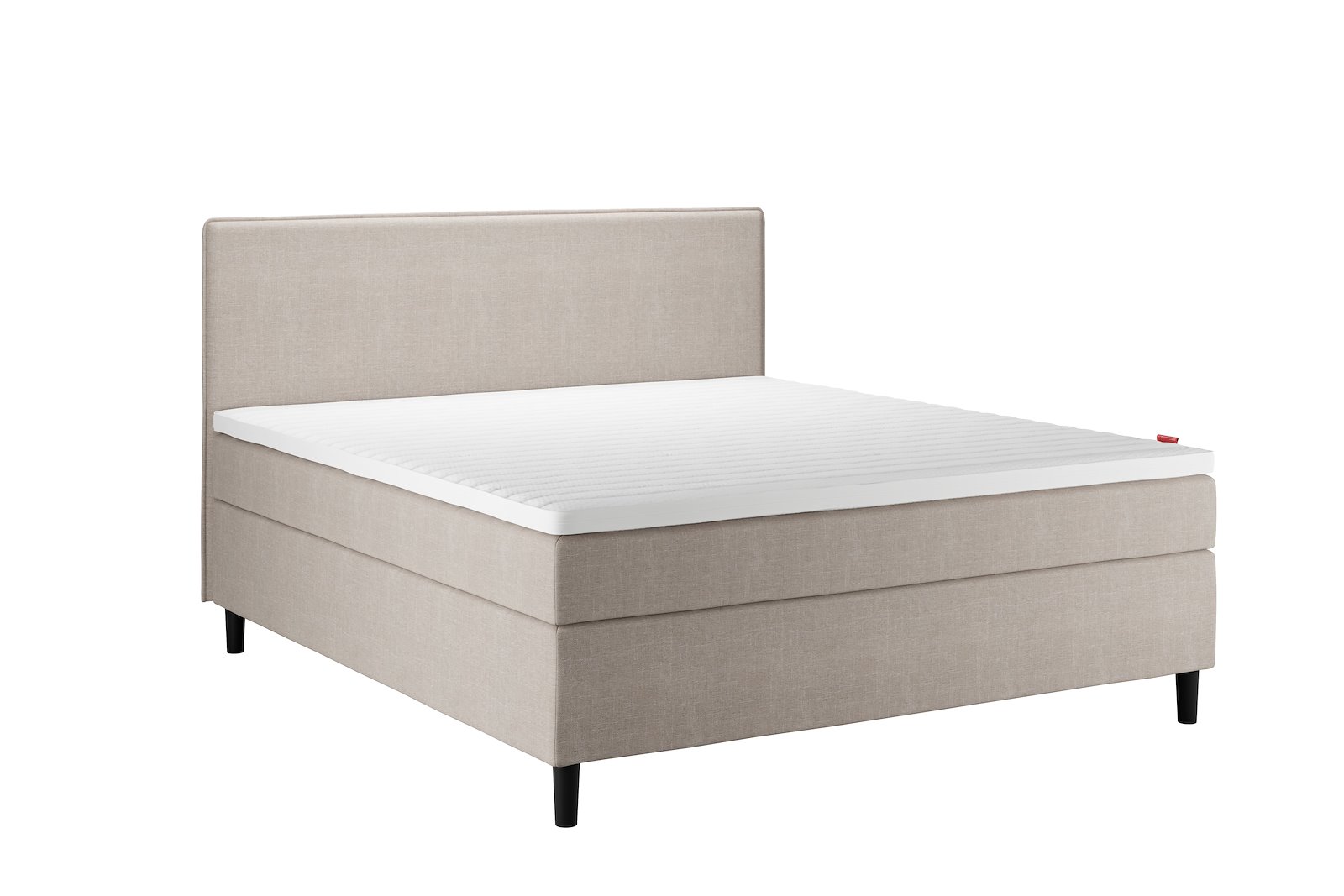 Sensitive 200 Kontinental 180x210 cm Tekstil Pearl 14 Medium/Fast m/Premium hyperflex overmadrass og Round black ben 13cm, gavl selges separate.