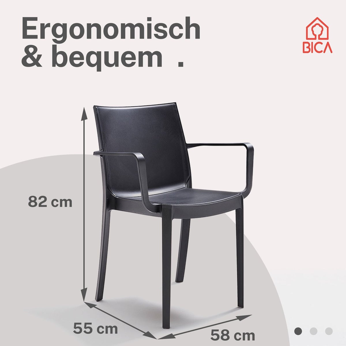 BICA Weerbestendige Eettafelset 5-delig Victoria met 4 Stoelen en Grote Tafel Oslo Grafiet