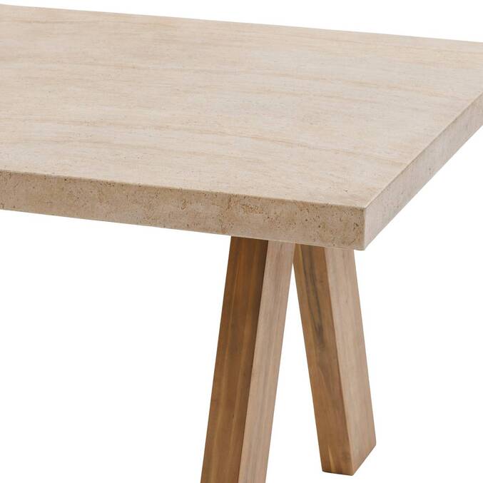 Table de jardin rectangulaire VENIZIA Effet travertin & Acacia