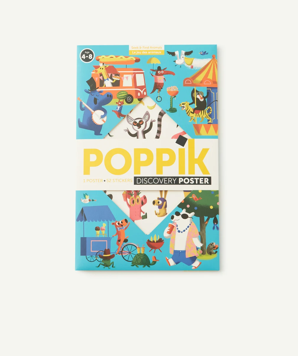 POPPIKPOSTER AVEC STICKERS SUR LE JEU DES ANIMAUX 4-8 ANS