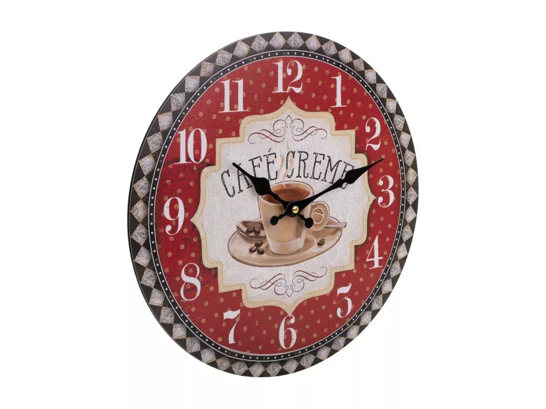 Horloge murale en bois rouge d34x2h