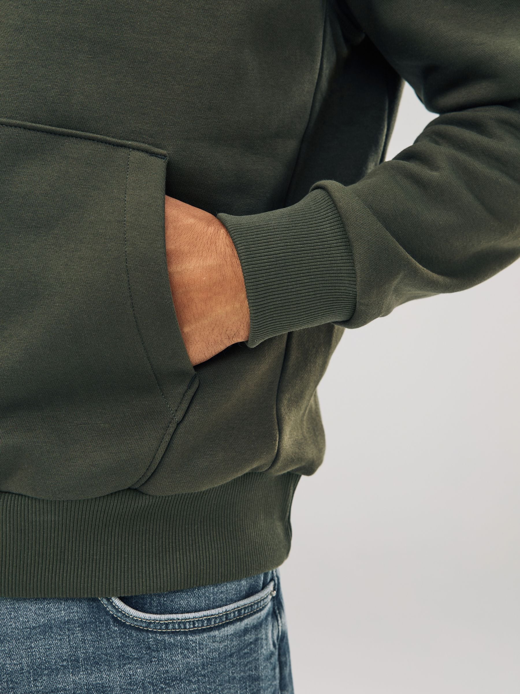 Kakigroen - Normale Pasvorm - Zwaargewicht Cotton Rich Jersey Hoodie