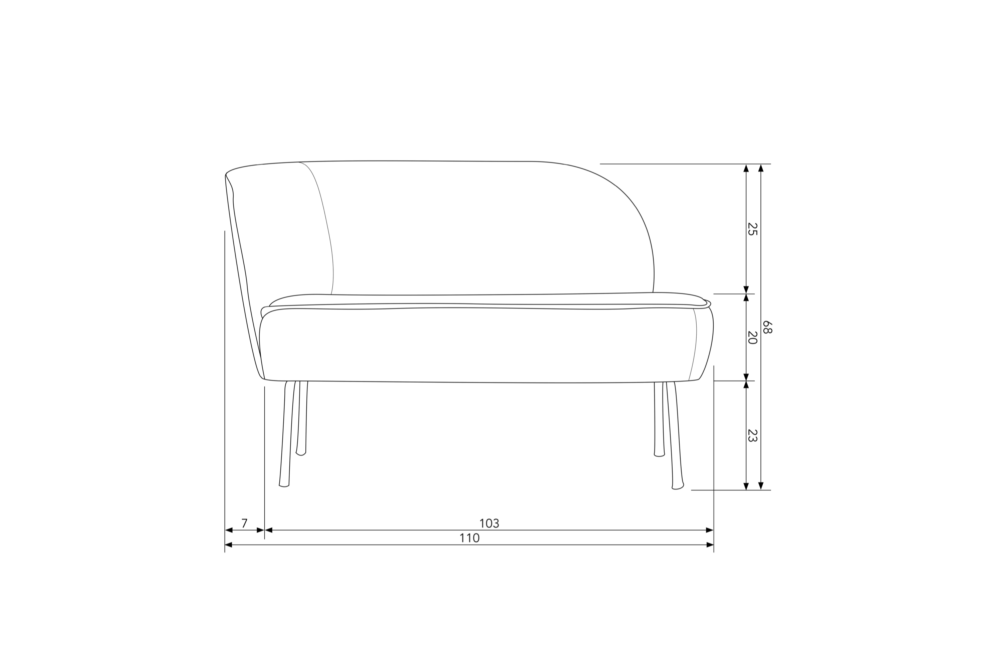 Fauteuil Vogue lounge leer Links - Zwart