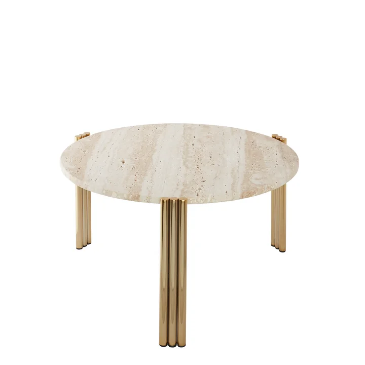 AYTM - Tribus Beistelltisch, Ø 60 cm, gold / Travertine
