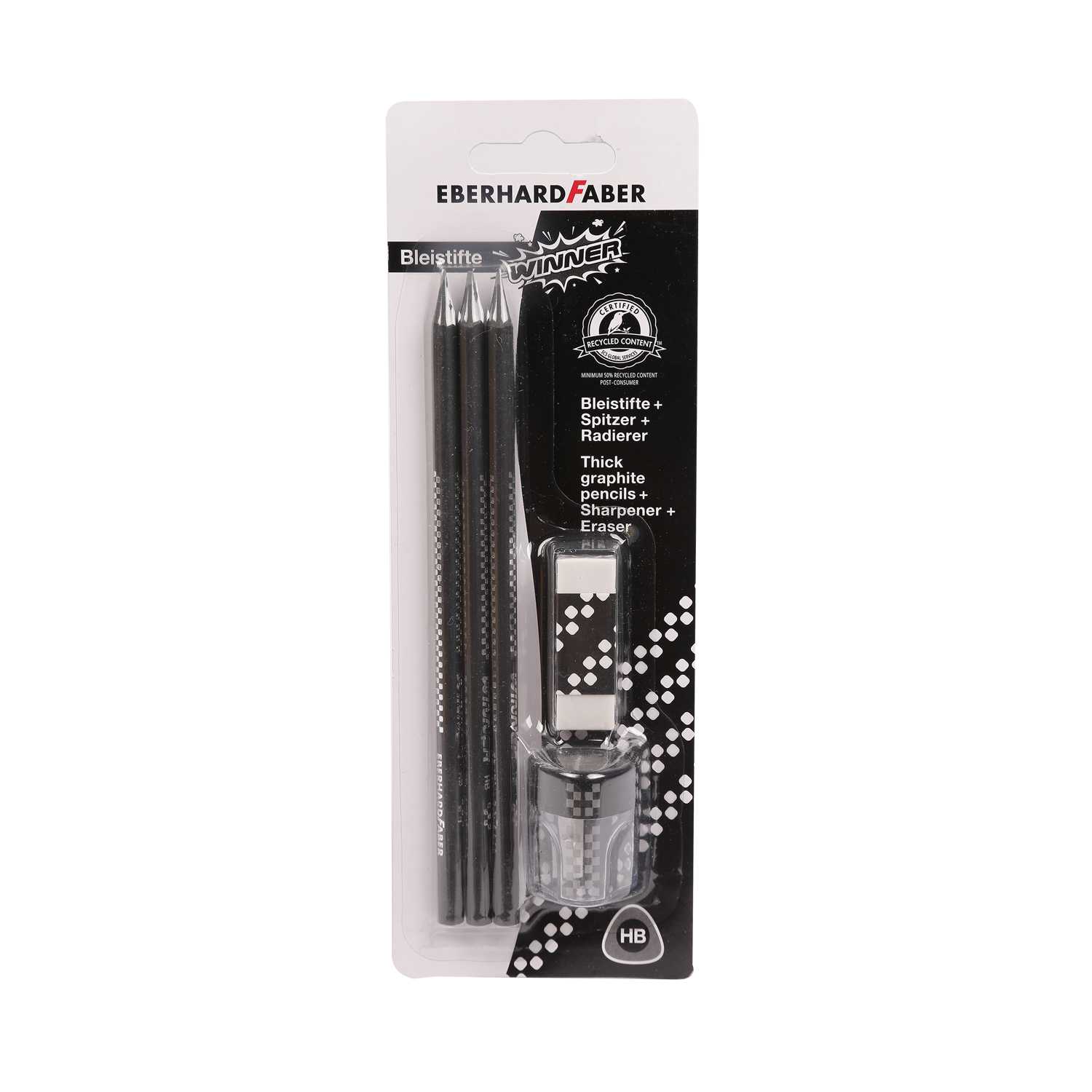 Eberhard Faber Bleistift-Set inkl. Radierer und Spitzer 3er