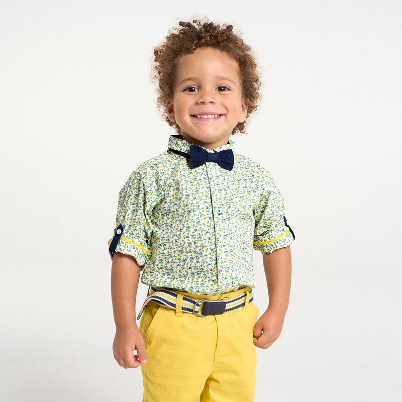 Chemise modulable fleurie jaune bébé garçon Jaune