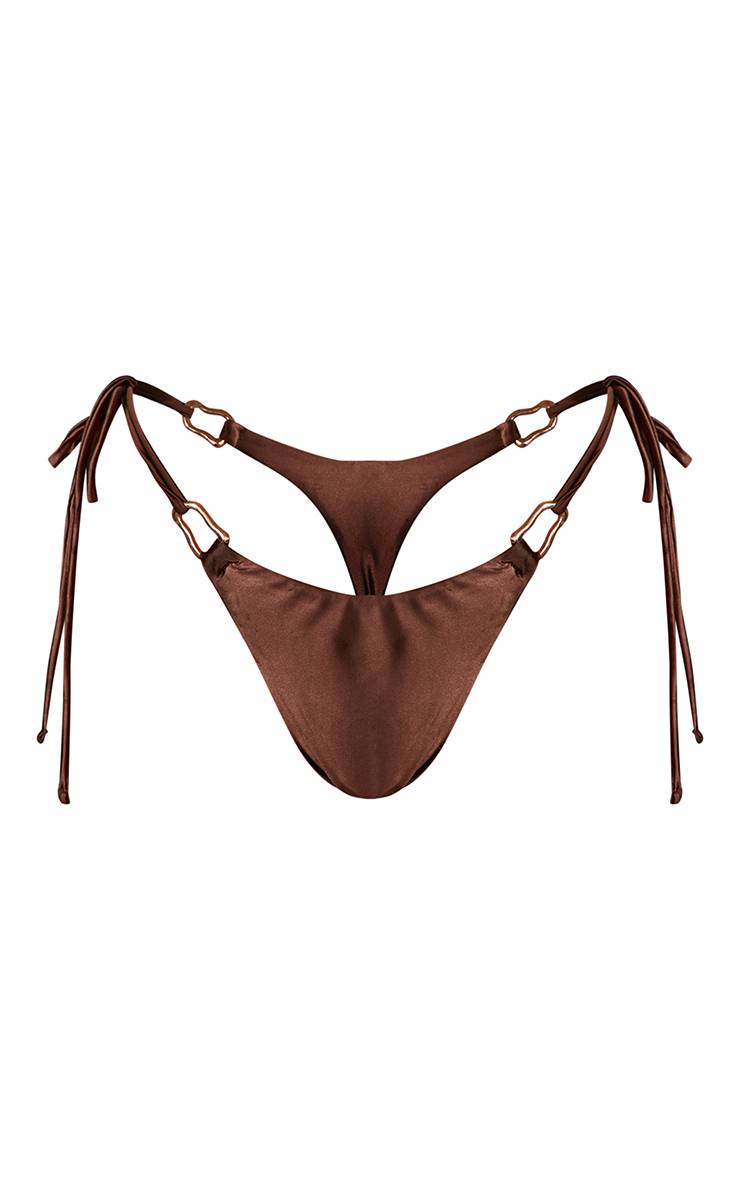 Bronze Bas De Bikini À Nouer Sur Les Côtés Avec Breloque Brillante