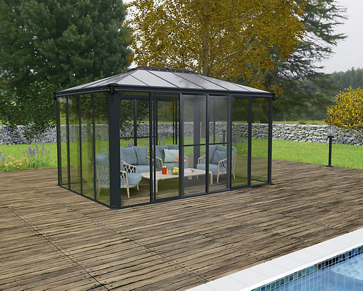 Tonnelle de jardin fermée Ledro 3x4.3m Gris