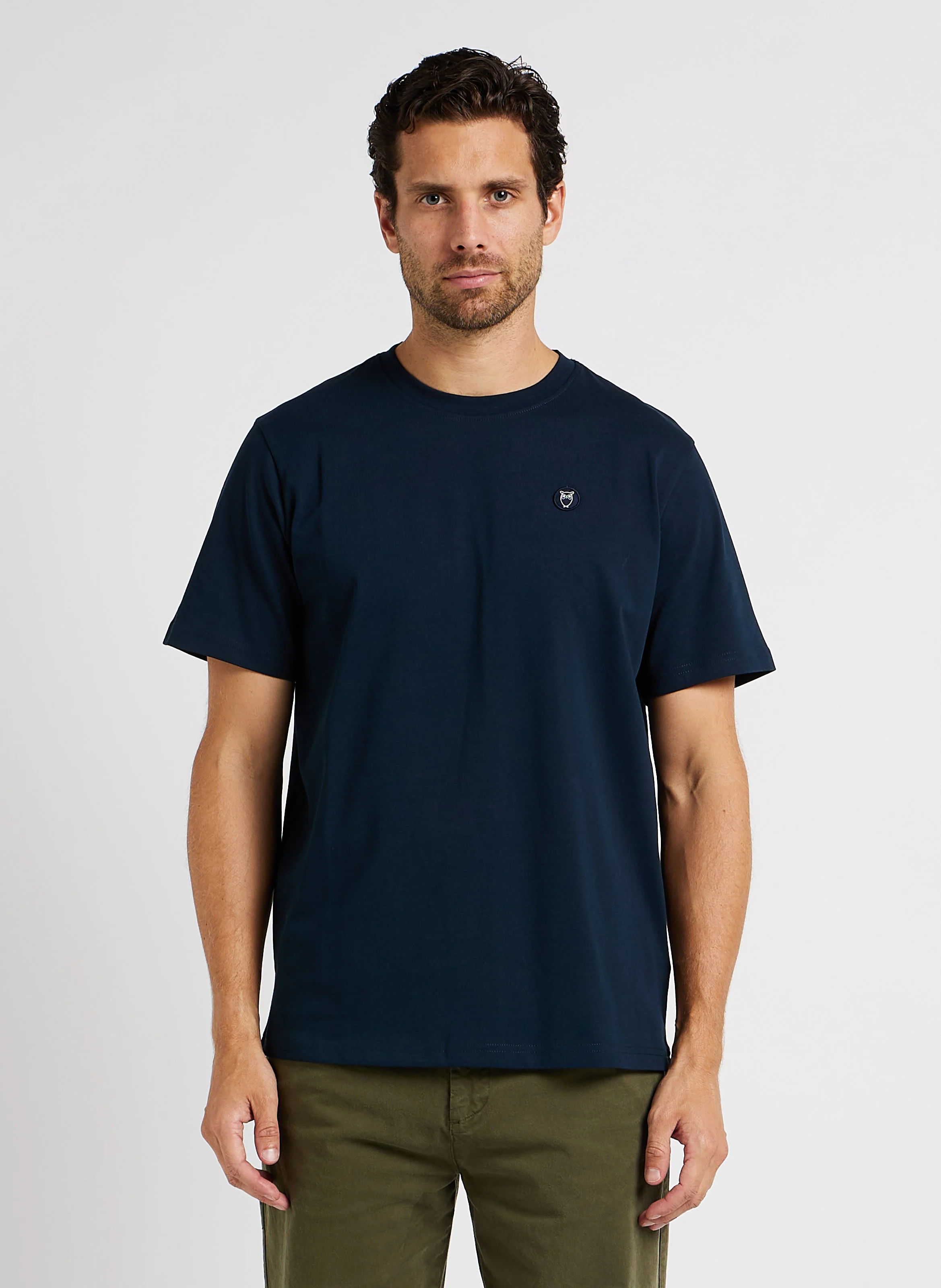 Tee-shirt droit col rond en coton bio | Bleu