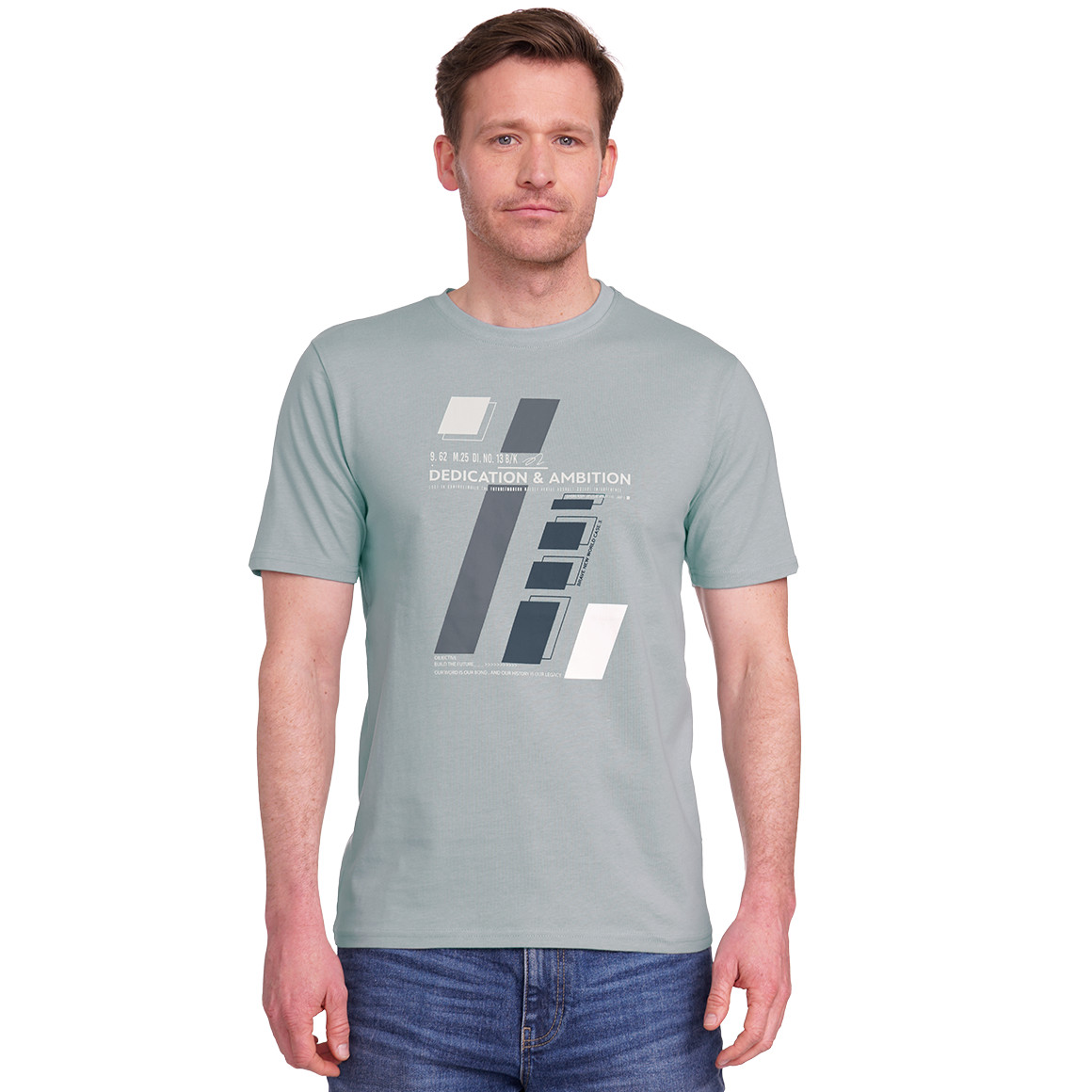 VanVaan Denim Herren T-Shirt mit Brust-Print salbei