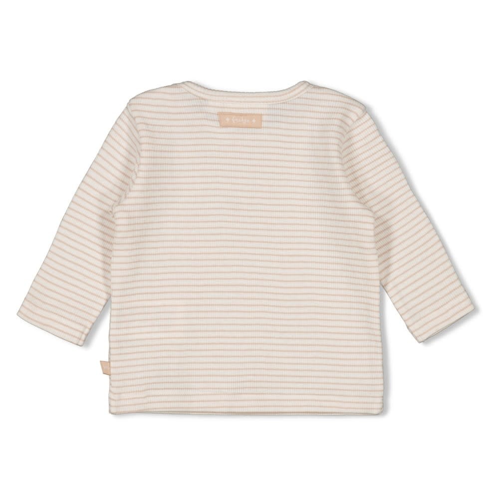 Feetje Feetje longsleeve rib met streep - Honey Bear zand
