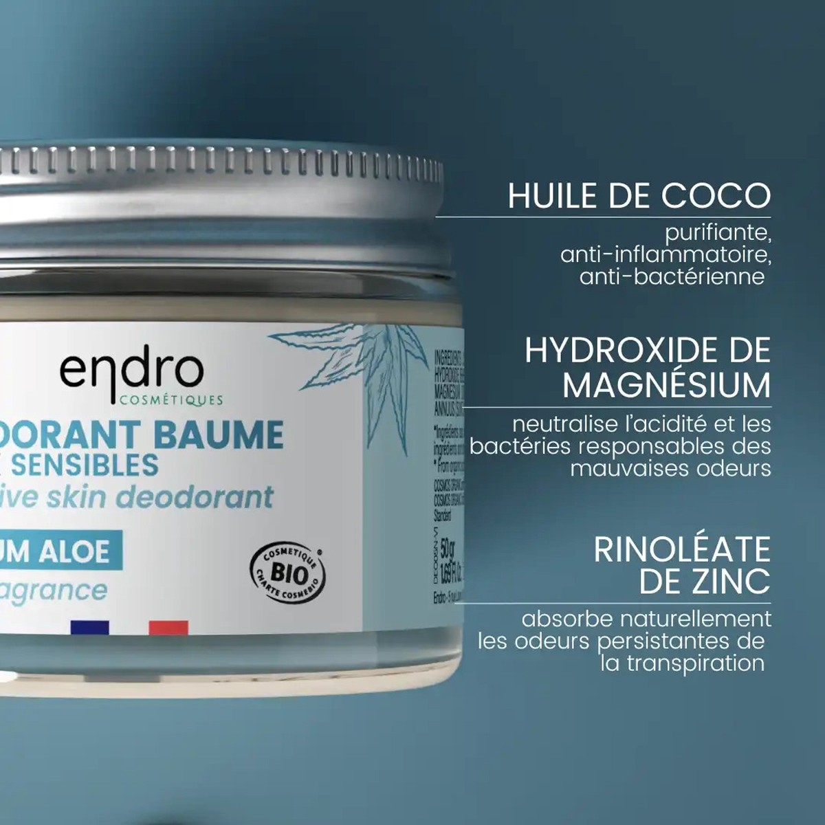 Déodorant baume peaux sensibles bio - Aloe vera - Corps - 50 ml