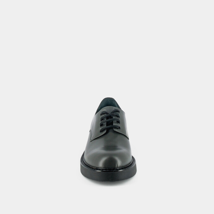 Derbies à lacets et semelles épaisses  en cuir glacé anthracite