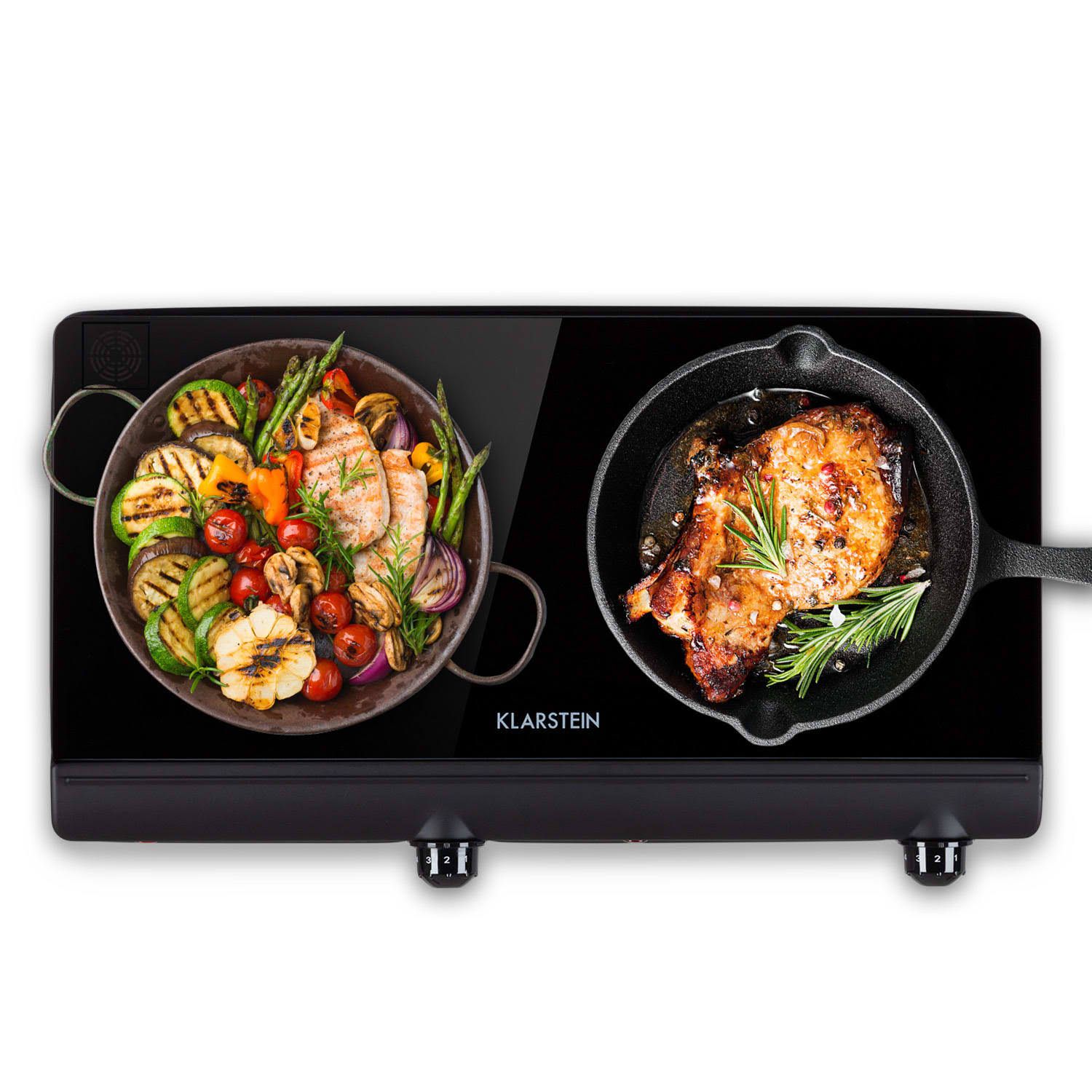 Klarstein Cookbuddy Doppel-Kochfeld 2400W 5 Leistungsstufen Glaskeramik