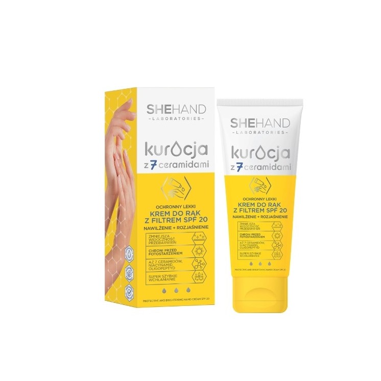 SheHand Schützende leichte Handcreme mit spf 20-Filter, feuchtigkeitsspendend und aufhellend, 75 ml