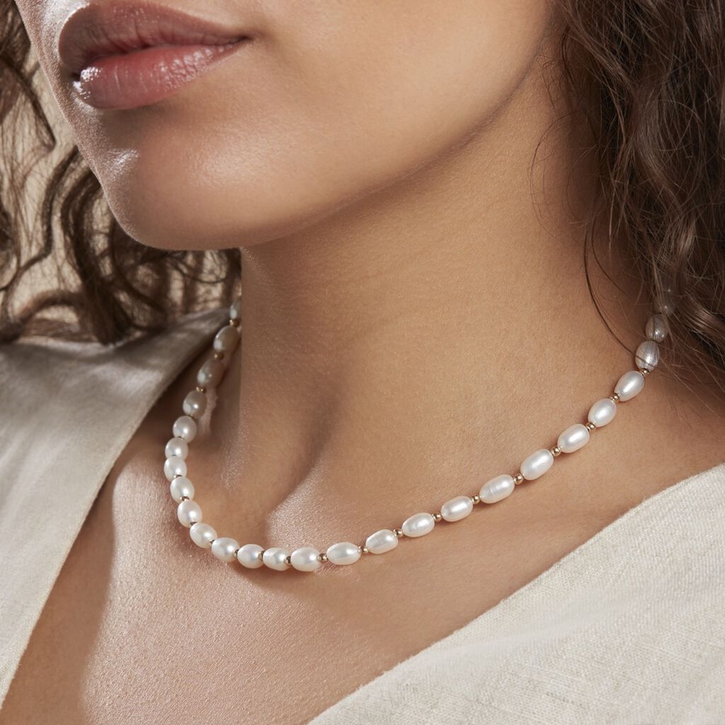 Collier Marame Or Jaune Perle De Culture