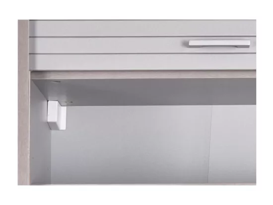 Meuble Haut de Cuisine Imitation Aluminium 2 Etagères L 60 H 72 P 35 cm