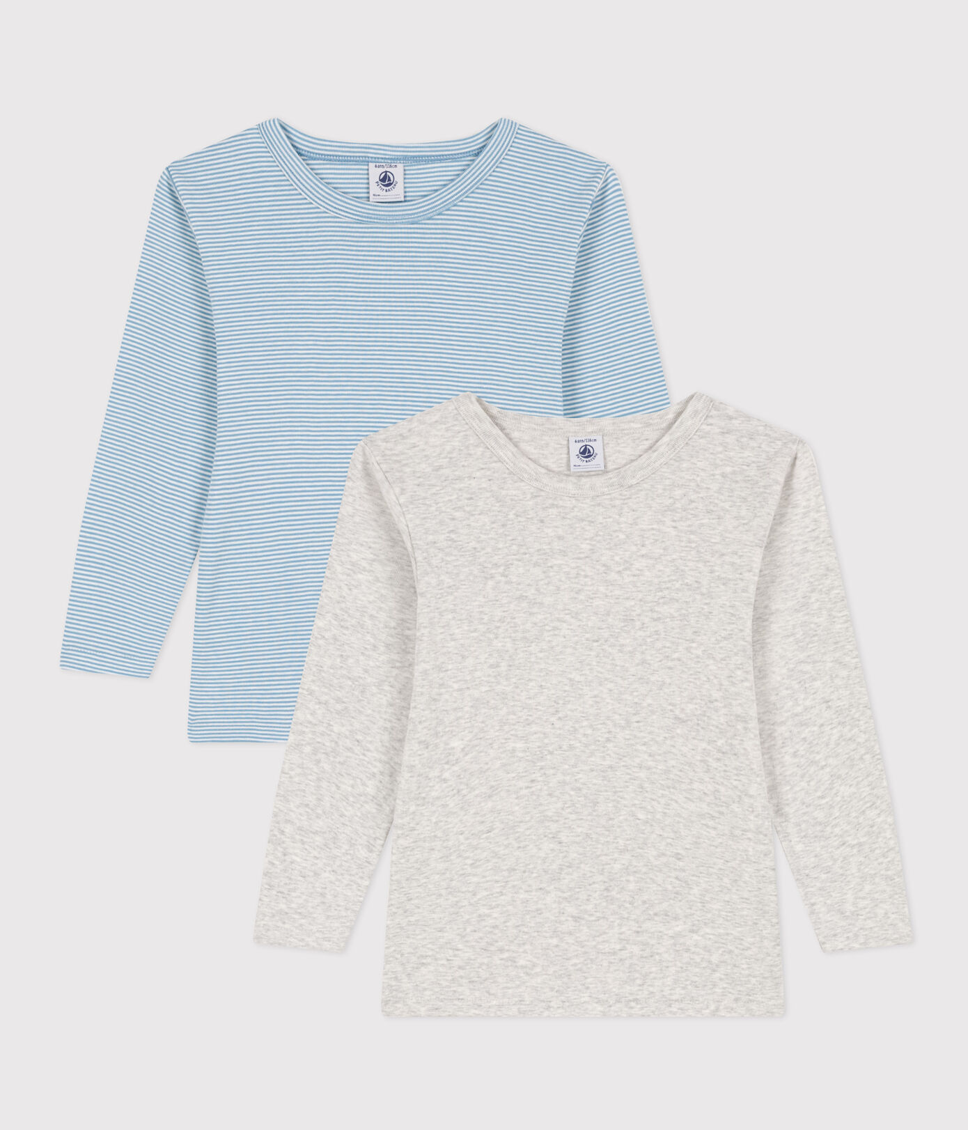 Lot de 2 tee shirts manches longues en coton petit garçon