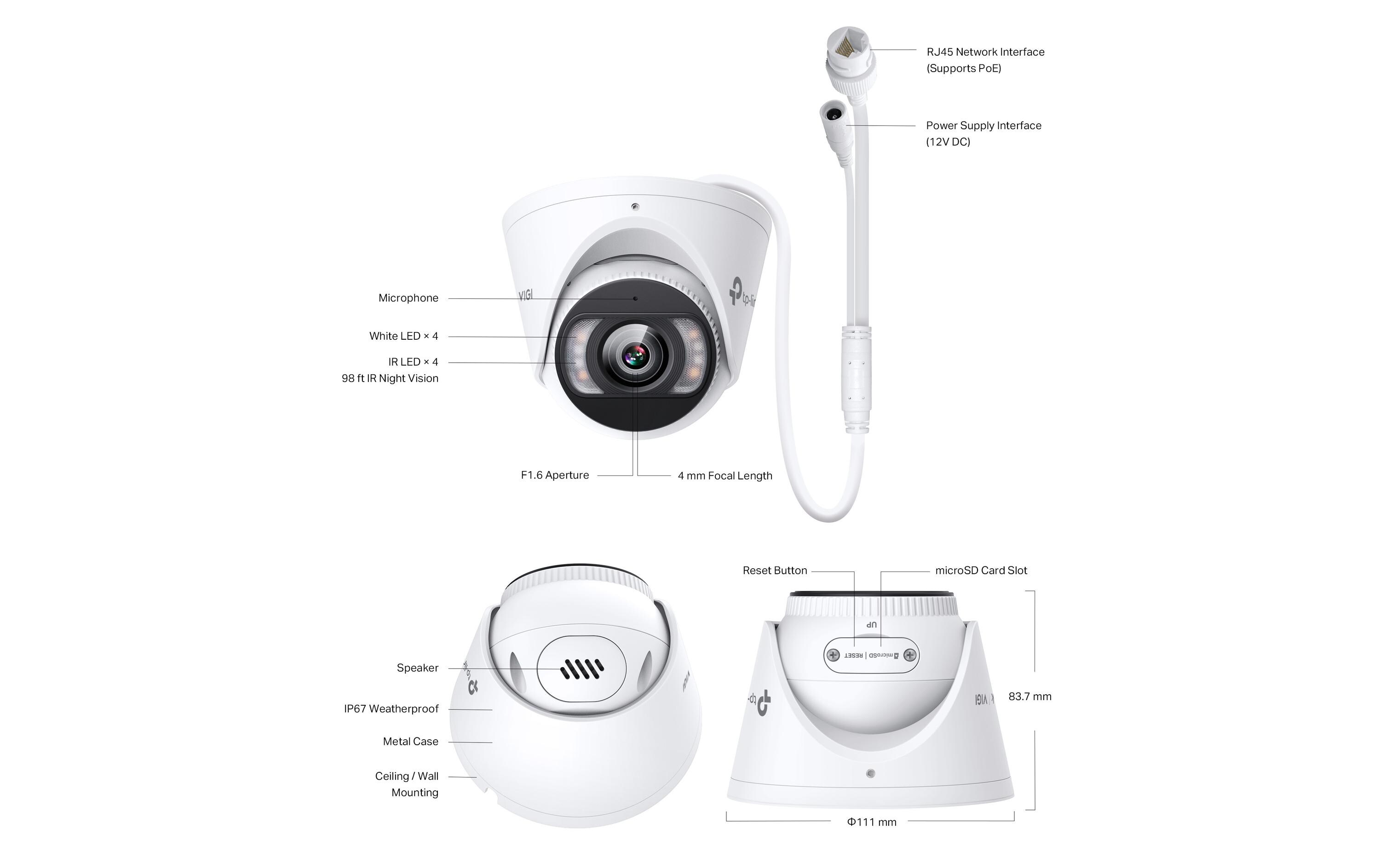 Netzwerkkamera VIGI C485 4 mm<br>VIGI 8MP Full-Color Turret Network Camer