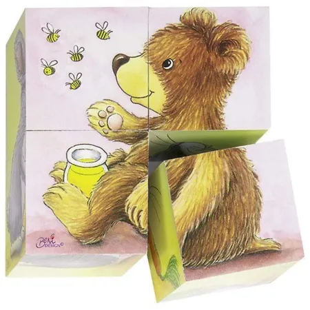 goki Würfelpuzzle Tierkinder, 4 Teile