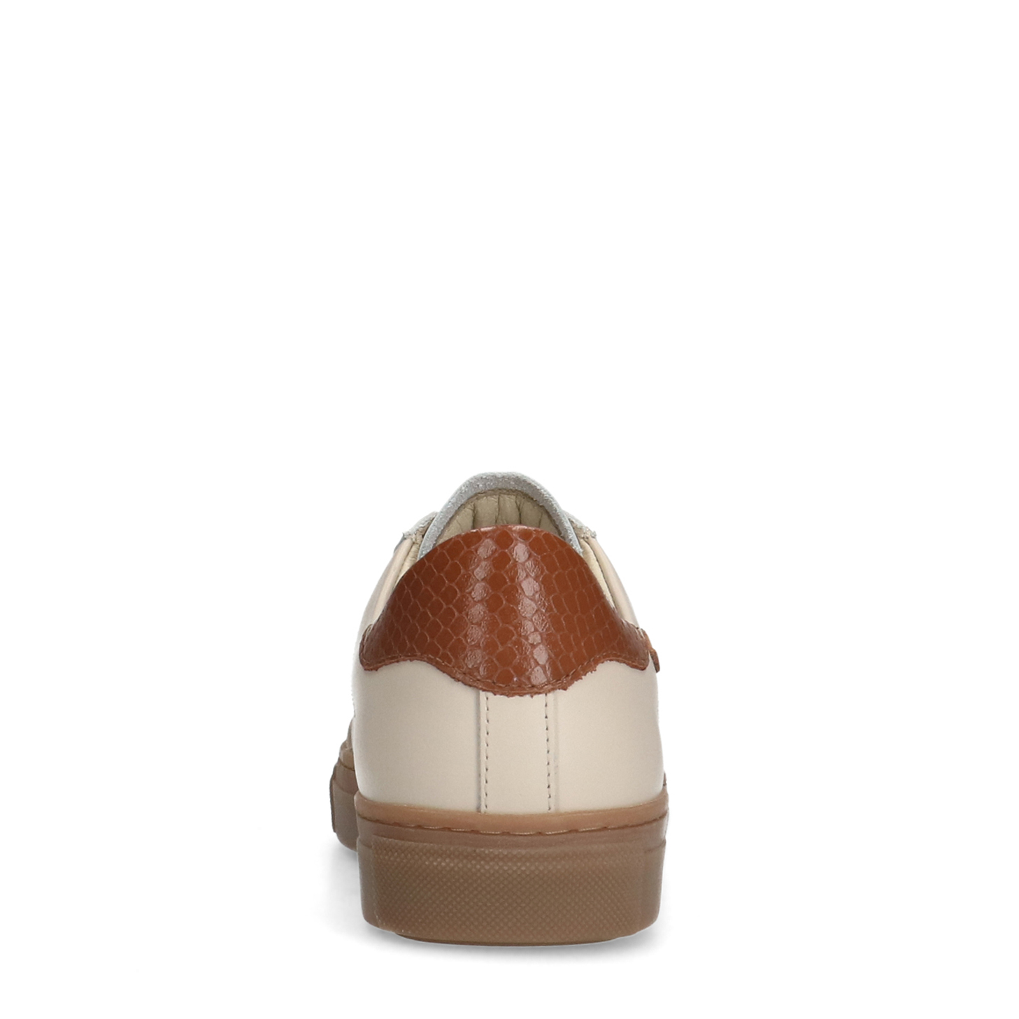 Beige leren sneakers met suède details