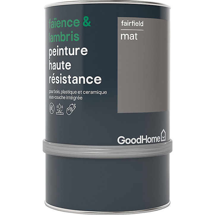 Peinture haute résistance carrelage mural et lambris GoodHome gris Fairfield mat 0,75L