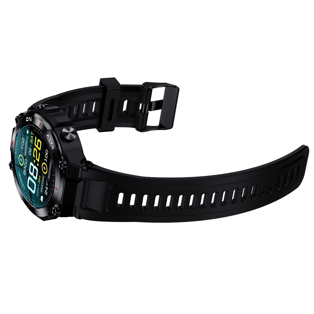 Montre SMARTY 2.0 pull up mixte connecté métal noir bracelet silicone noir