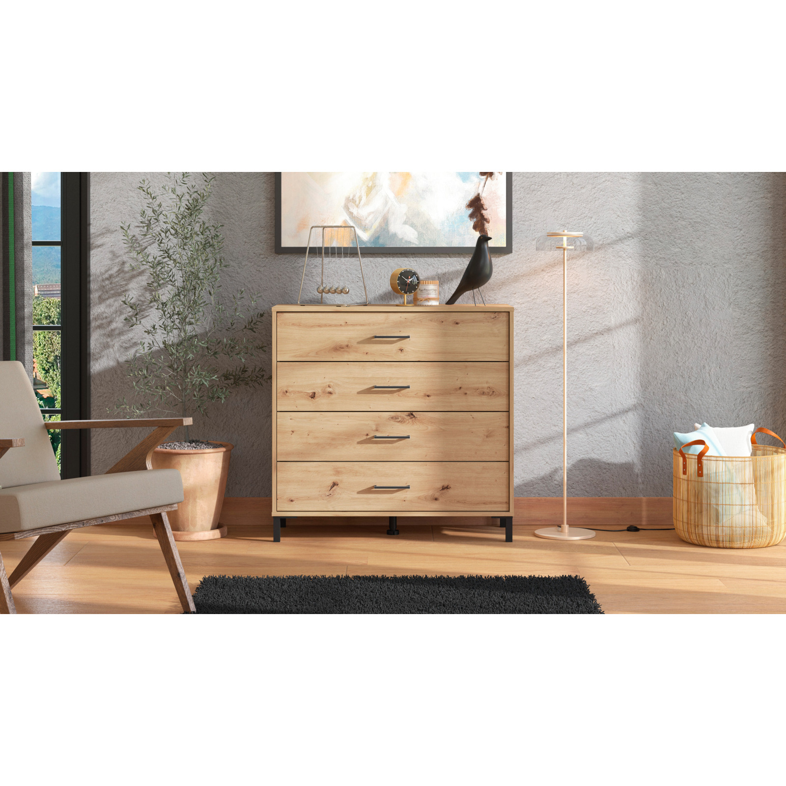 Kommode Vienna, Dekor Eiche Artisan, 93 x 90 x 40 cm
