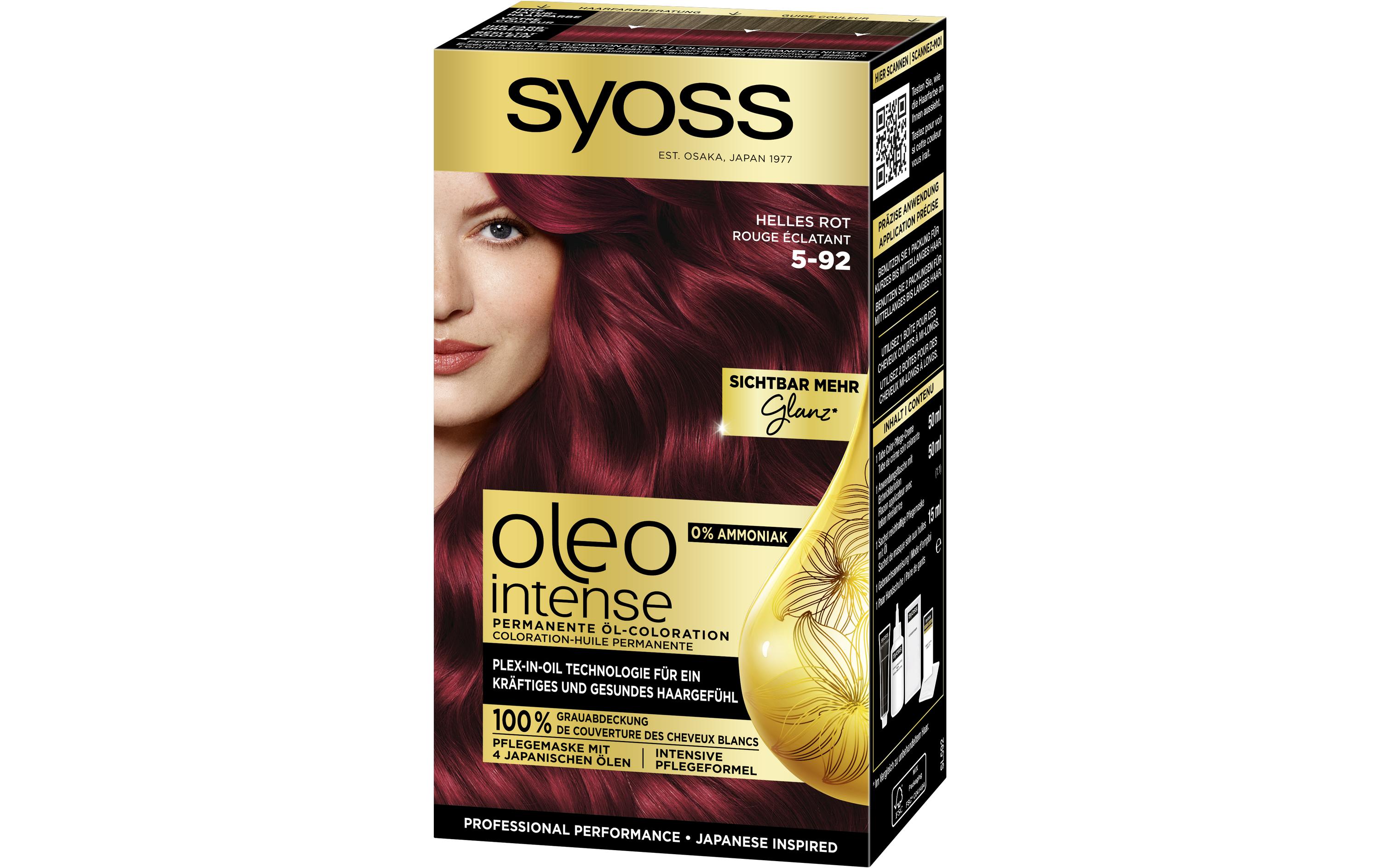 Haarcoloration Oleo Intense 5-92 Helles RotDauerhafte Haarfarbe mit pflegendem Öl, Coloration ohne Ammoniak