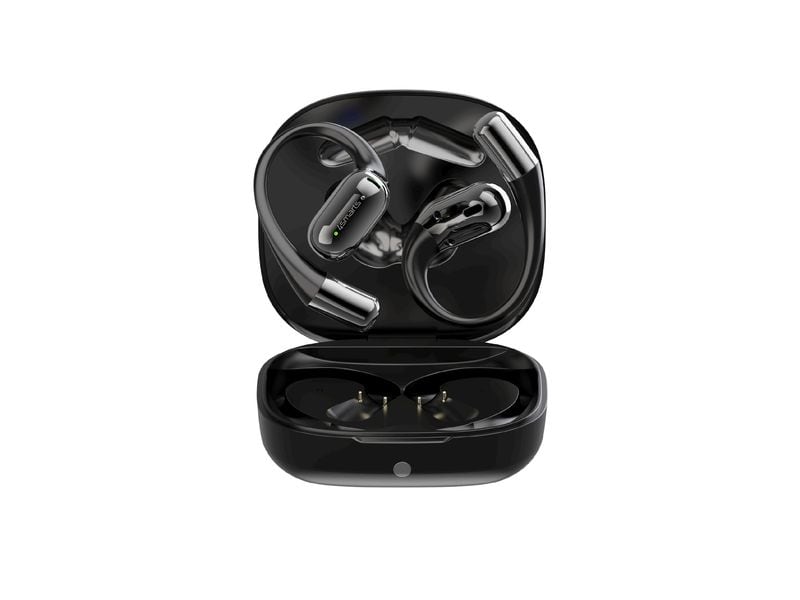 4smarts Open-Ear Bluetooth Kopfhörer SkyBuds AI Screen, Sch Offene, kabellose Bluetooth-Kopfhörer mit smarter Ladeschale