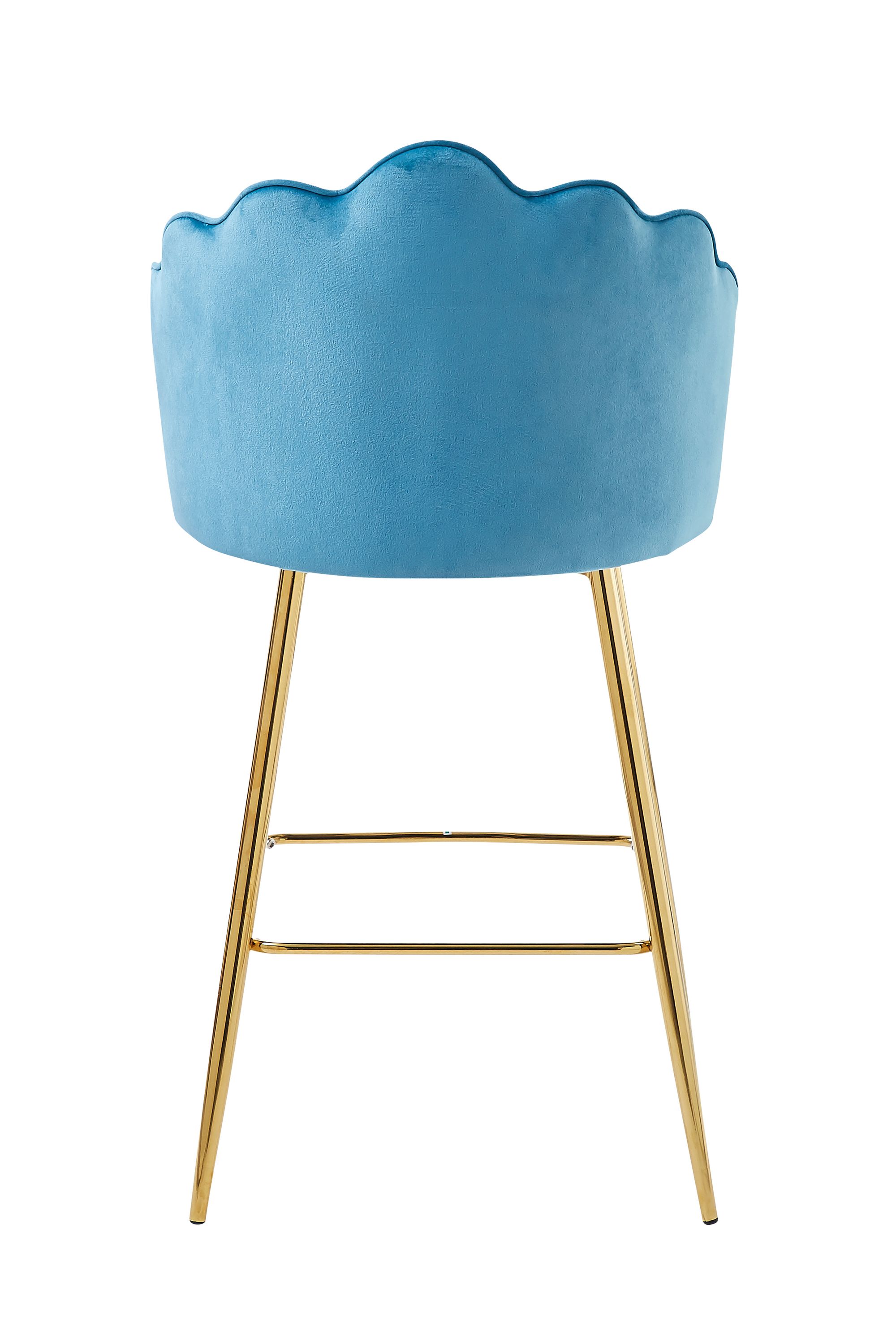Barhocker Muscheldesign 2er Set aus Samt Blau Tresen Hocker Sitzhocker