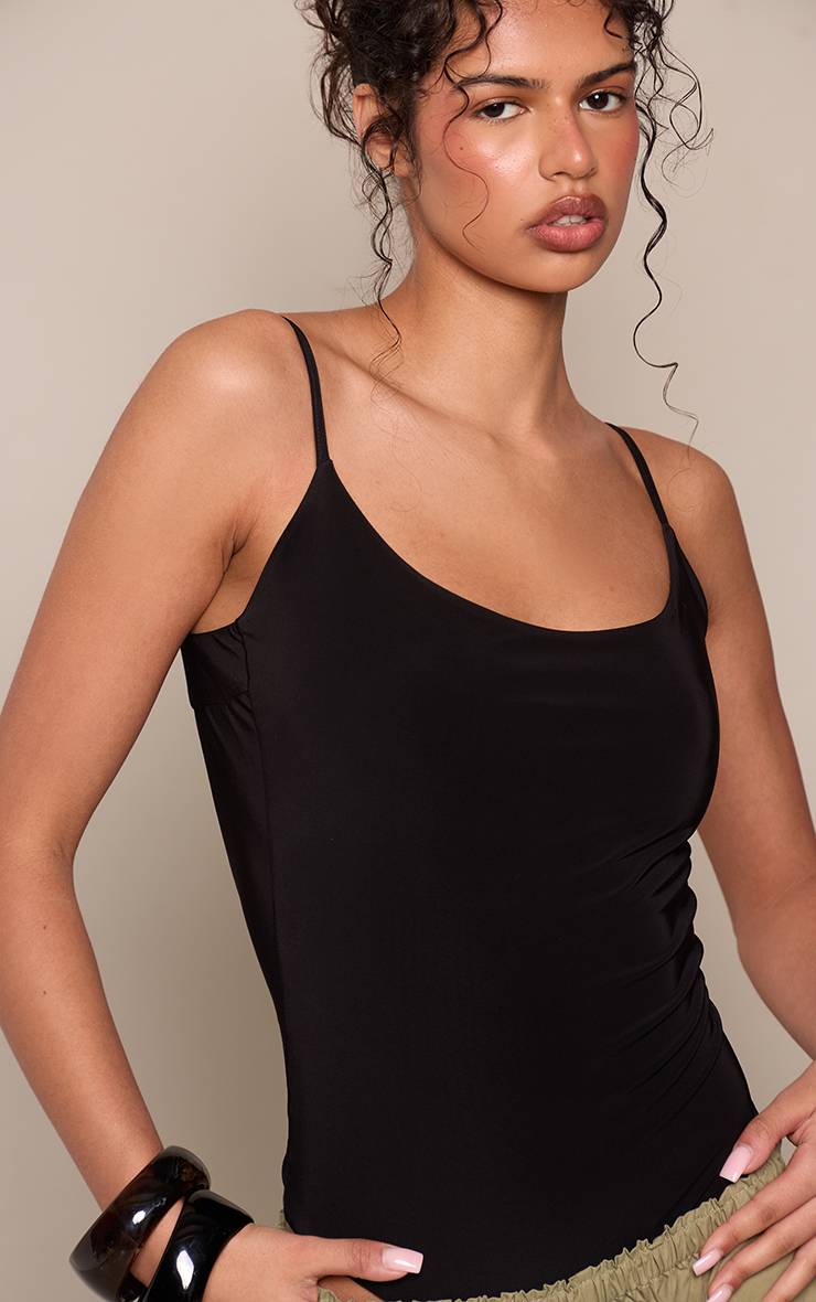Noir Body À Dos Avec Détails De Bretelles En Jersey Fluide