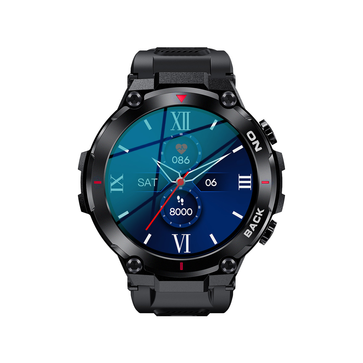 Montre SMARTY 2.0 pull up mixte connecté métal noir bracelet silicone noir