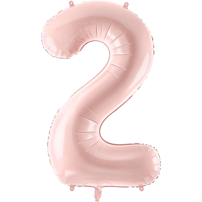 Partydeco Folienballon Zahl 2, hellrosa