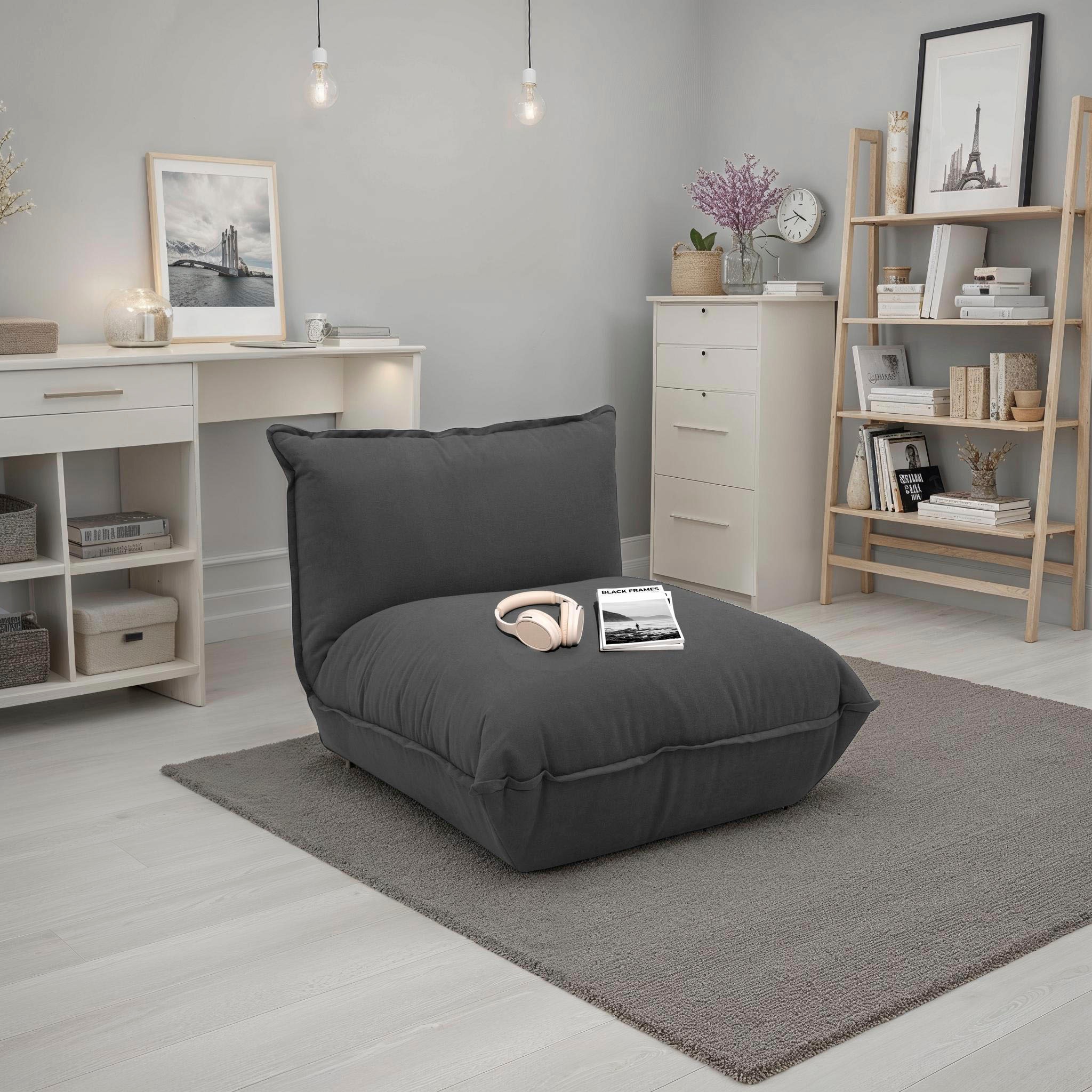 DOMO collection Sessel »Nantes Loungesessel, Wohlfühlsessel« hochwertig gepolstert mit Federkern, Struktur weich, dunkelgrau