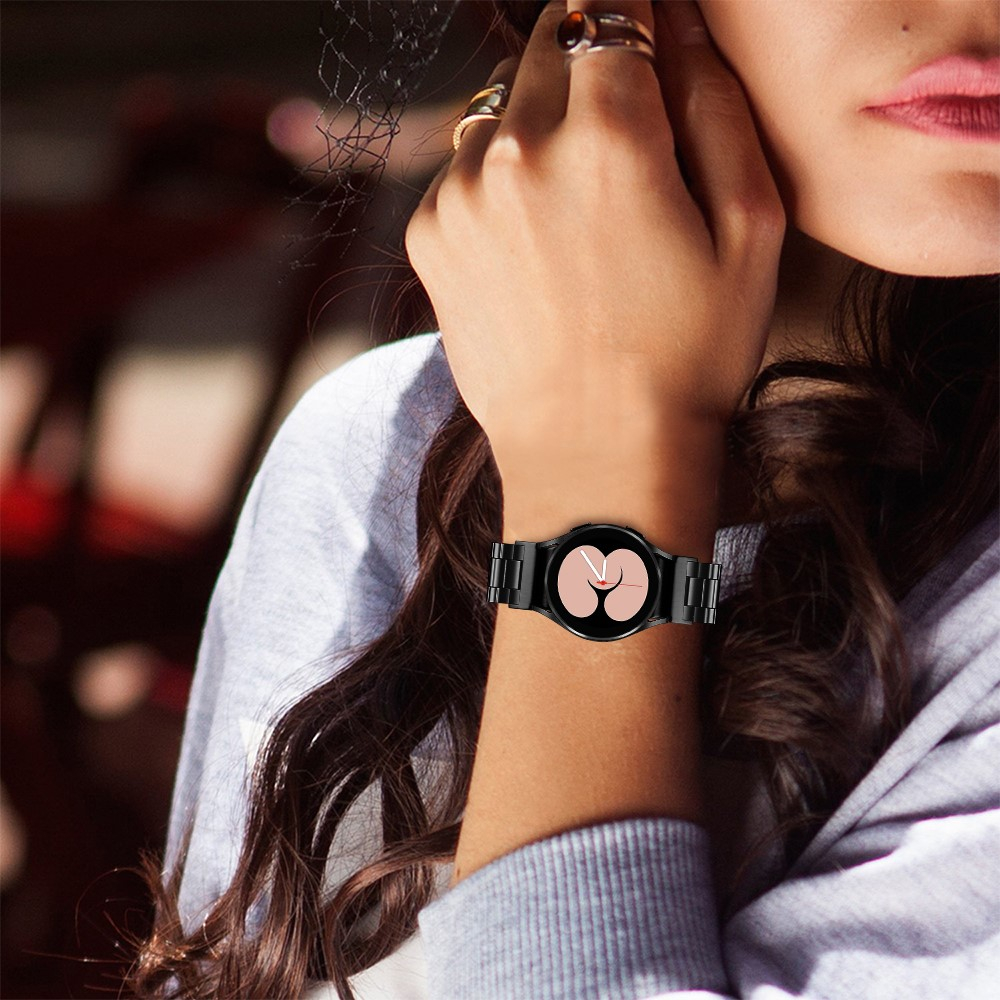 Samsung Galaxy Watch 4 (40mm) Edelstahl Armband mit Doppel Butterfly-Verschluss (Gelenkumfang: 240mm) - Schwarz
