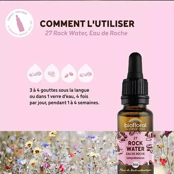 Florais de Bach Biofloral 27 Água de Rocha Orgânica - Frasco Conta-gotas de 20 ml