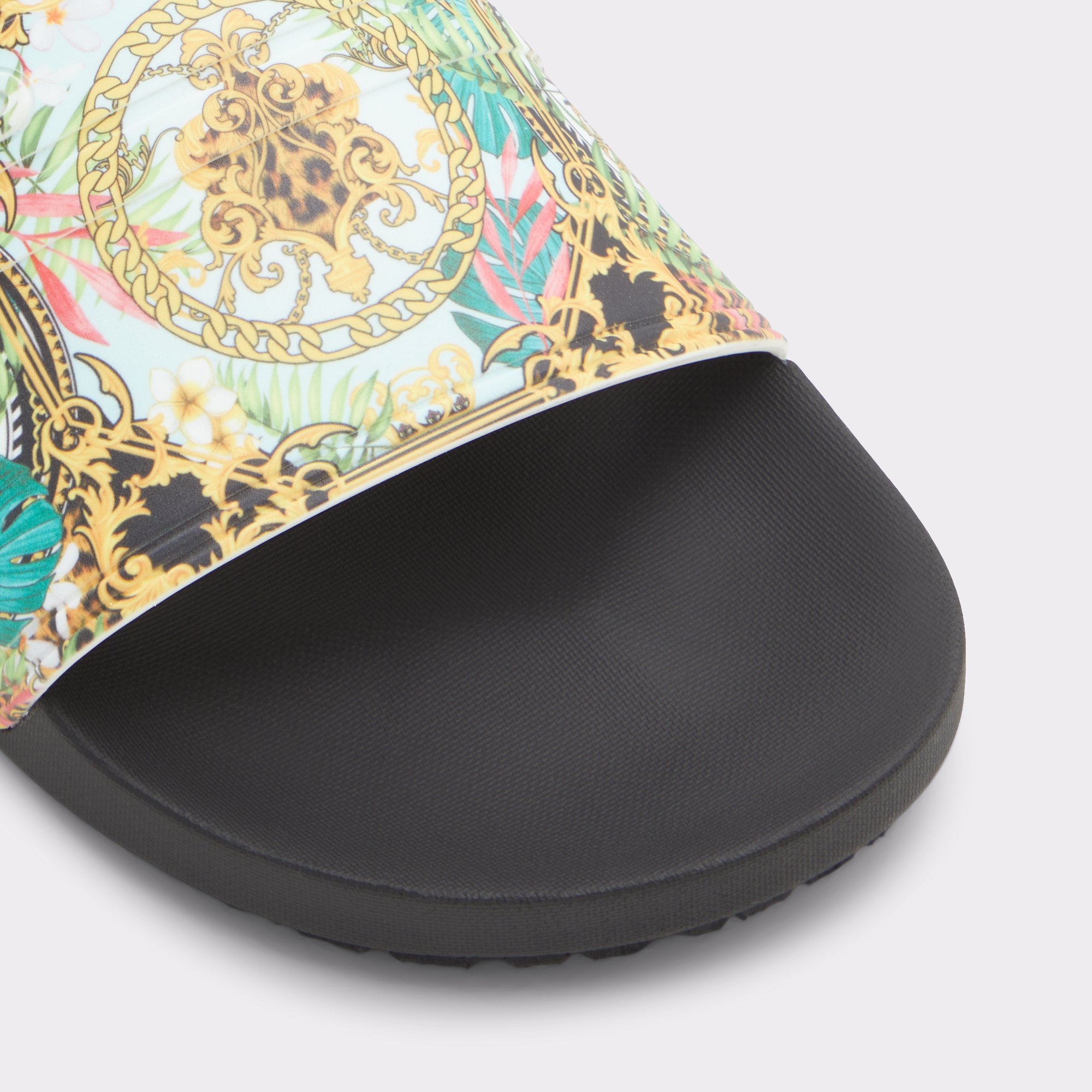 Dinmore Black Synthetic Print Men Slides
