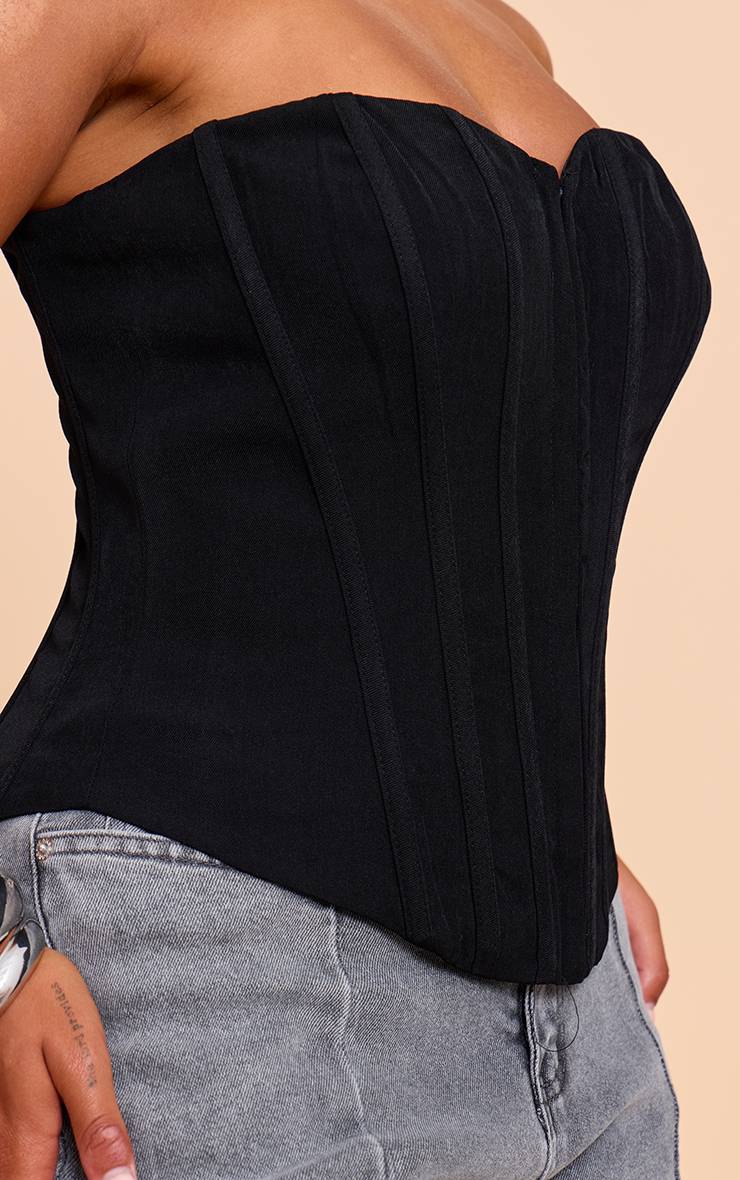 Noir Haut Corset À Baleines Avec Fermeture À Crochets Et Œillets Devant Shape