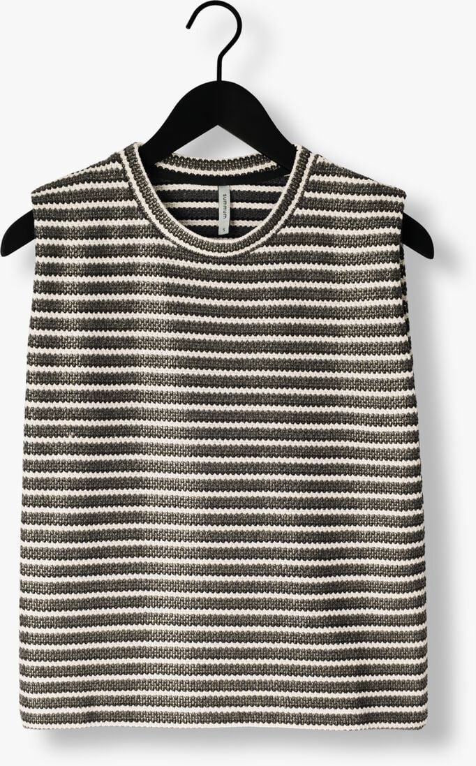 zwarte summum t-shirt sleeveless top knitted stripe coated