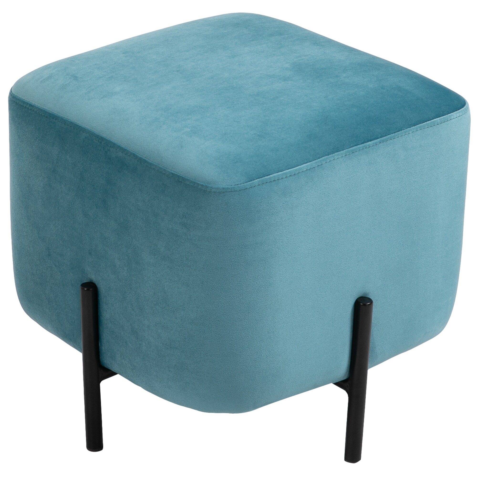 HOMCOM Fußhocker vielseitig einsetzbar türkis 44,5 x 44,5 x 41,5 cm (BxTxH)